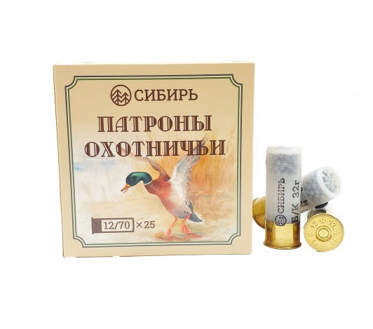 Патрон охот. ''СИБИРЬ'' 12/70 др. №3 (32 гр.) Б/К 