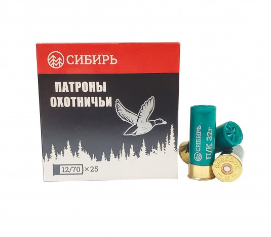Патрон охот. ''СИБИРЬ'' PREMIUM 12/70 др. №0 (32 гр.) П/К 