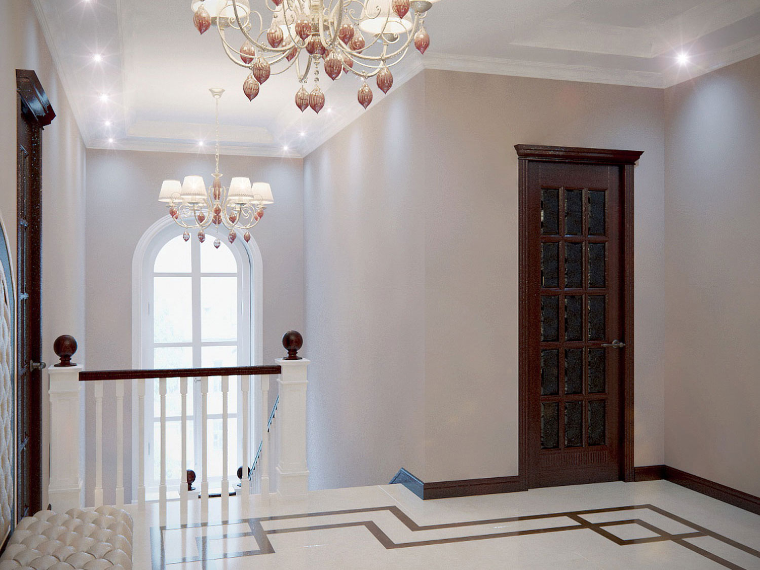Дизайн интерьера спальни с римскими шторами в квартире в современном стиле